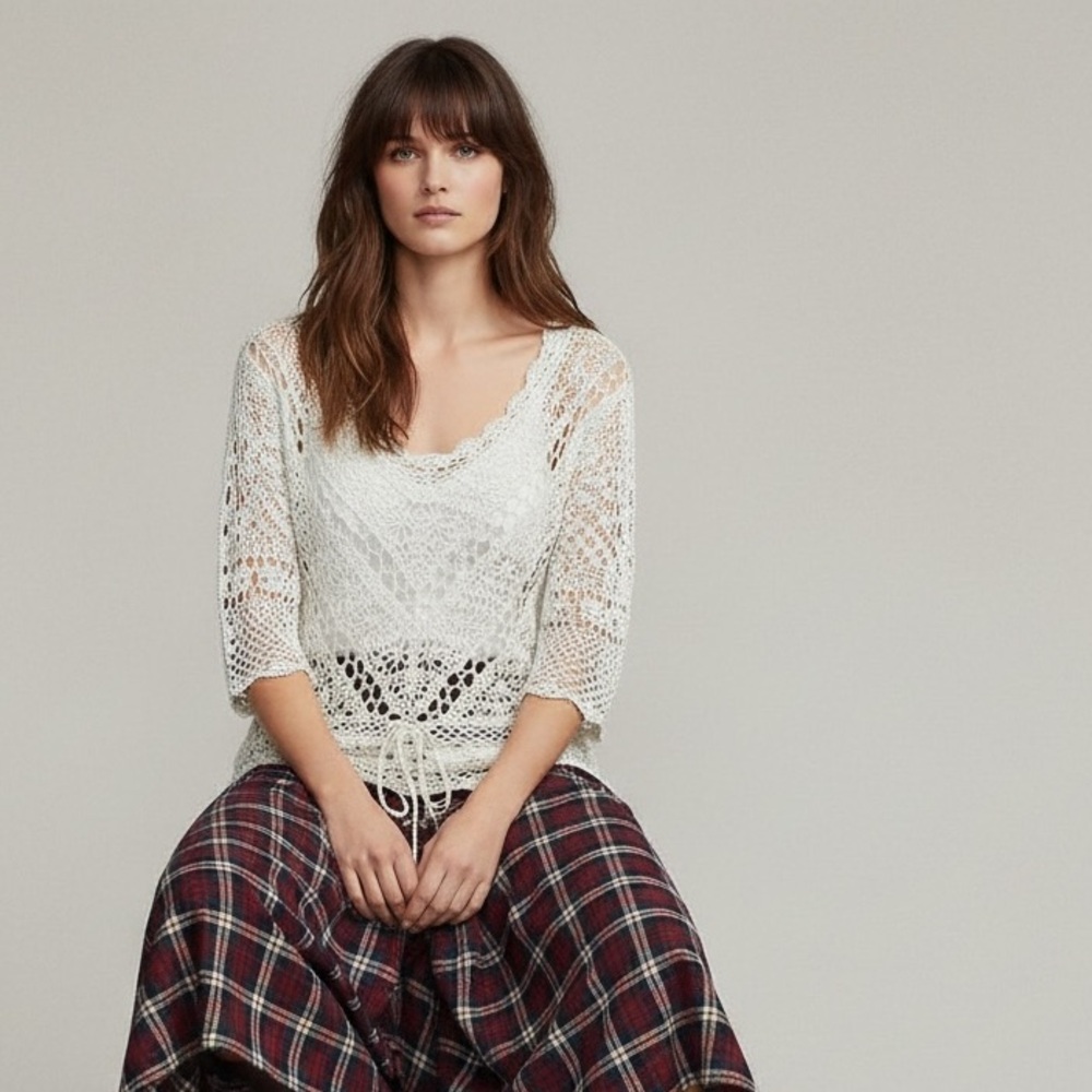Kroshetta Crochet Top White Size XL
